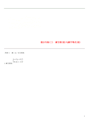 云南省2019年中考数学总复习 提分专练（二）解方程（组）与解不等式（组）练习