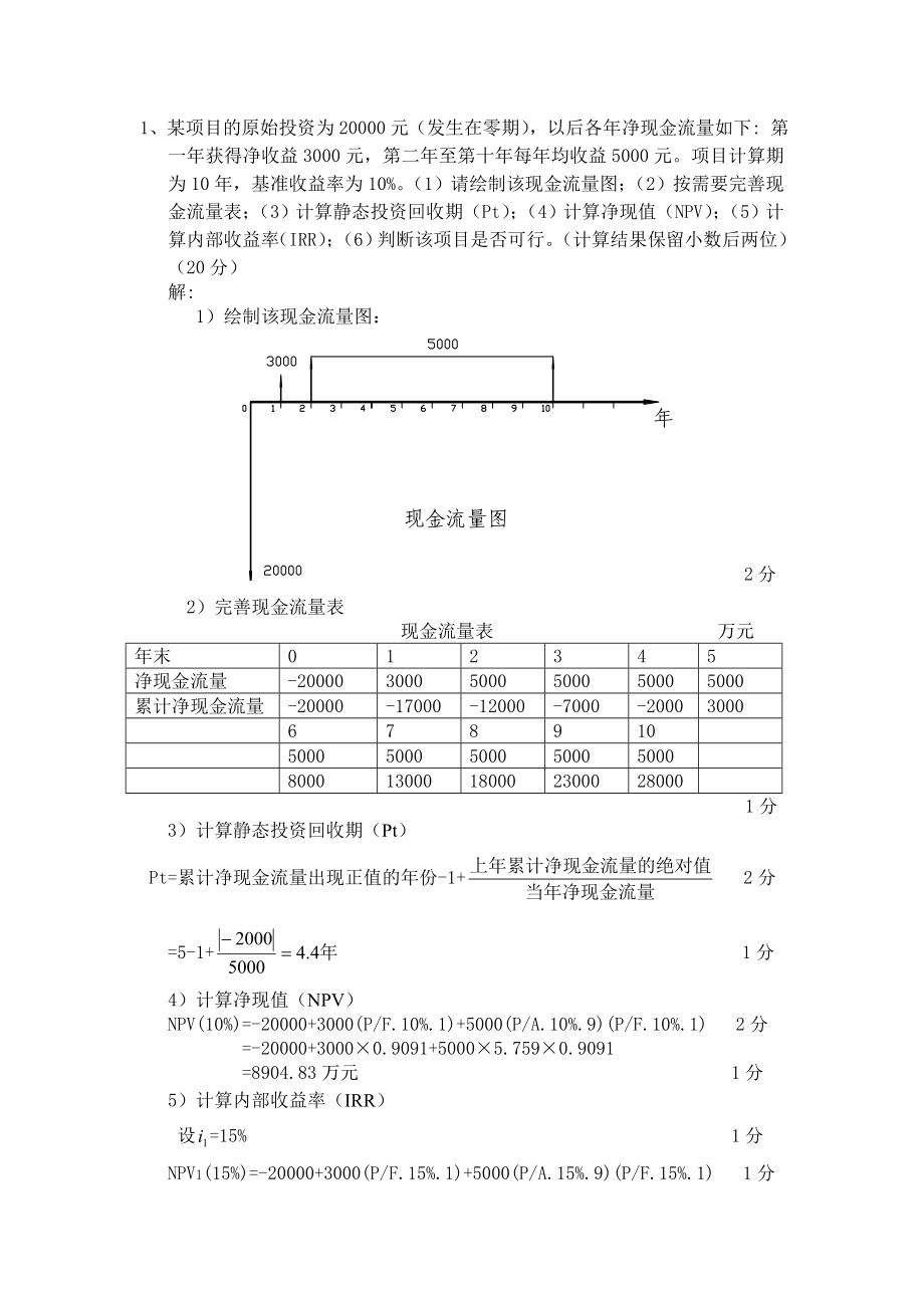 工程经济学计算题及答案_第1页