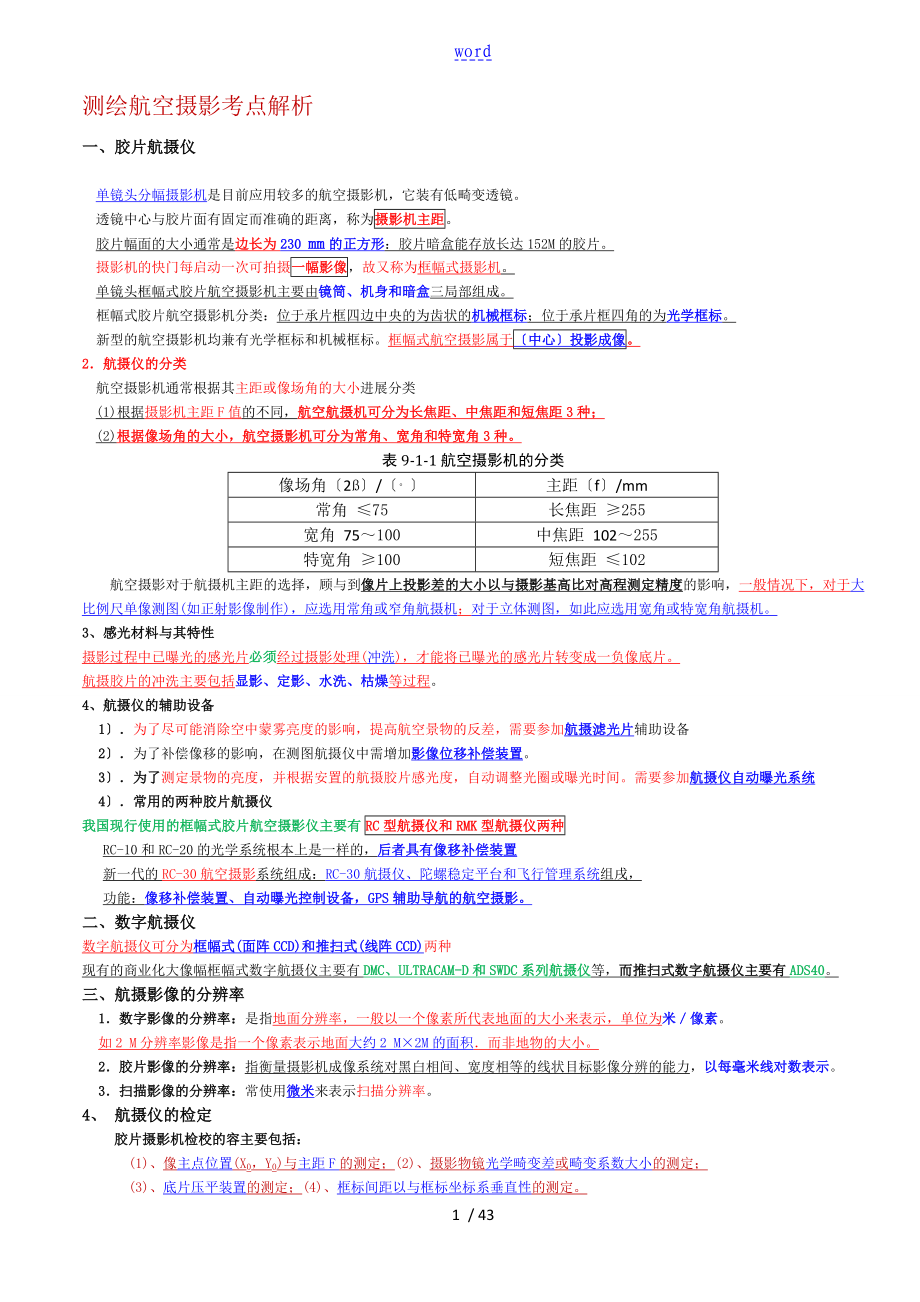 测绘航空摄影考点解析汇报_第1页