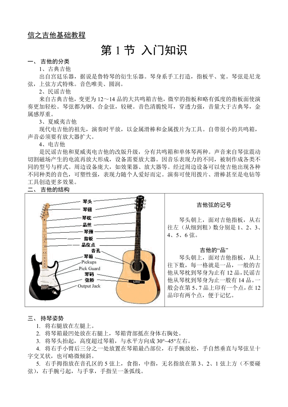 吉他基础教程入门知识_第1页