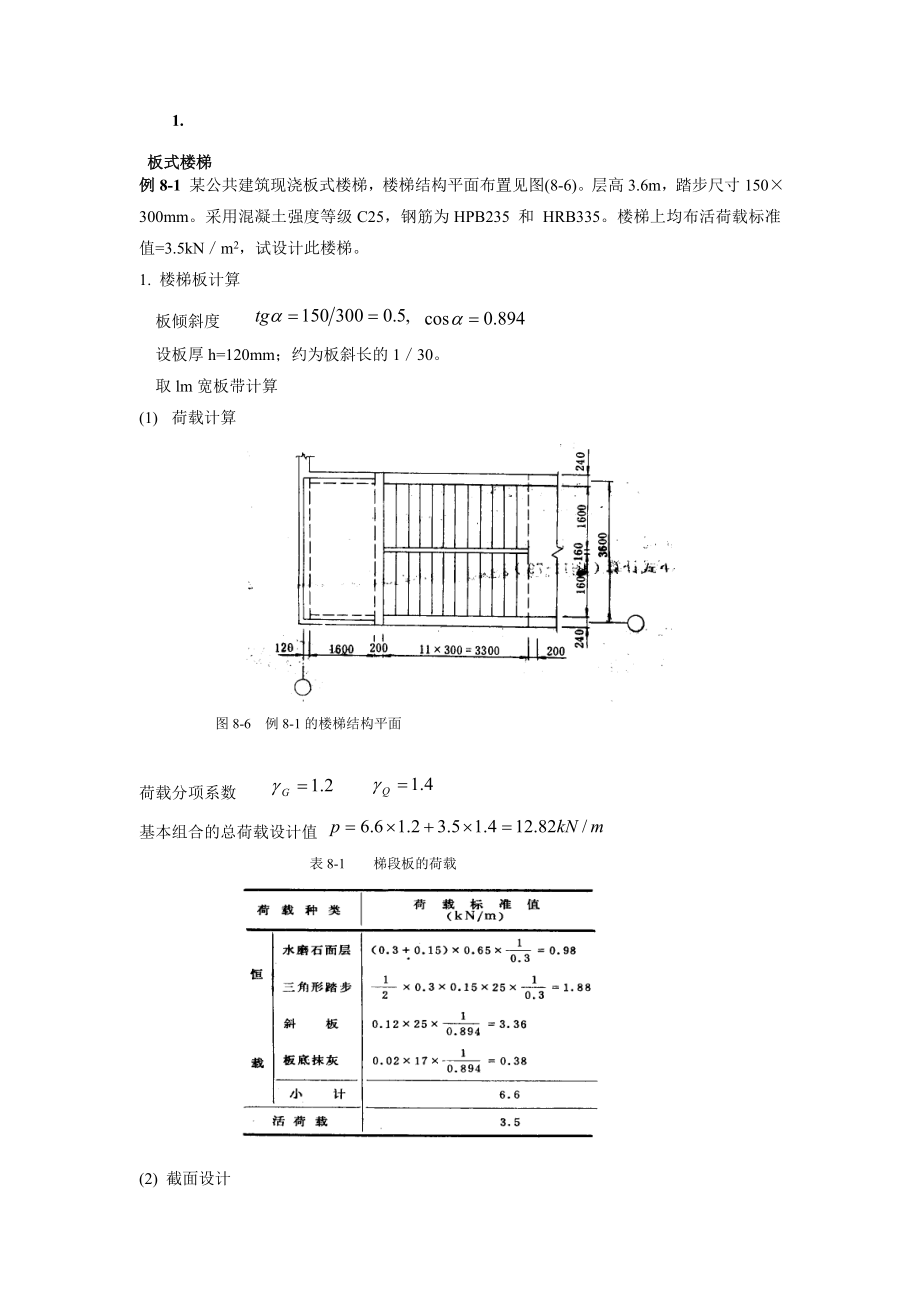 板式和梁式楼梯手算及实例2精彩_第1页