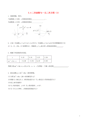 九年级数学下册 第5章 二次函数 5.4 二次函数与一元二次方程（3）测试（无答案）（新版）苏科版