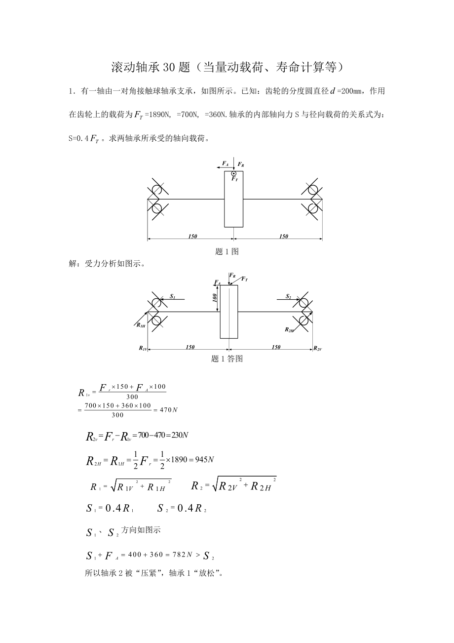 滚动轴承计算题30题_第1页