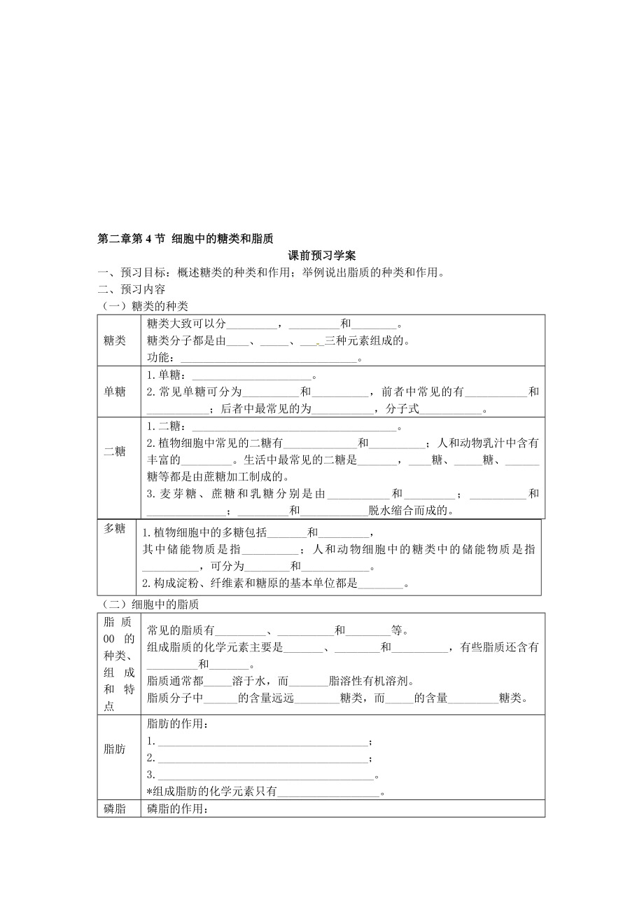 2.4細(xì)胞中的糖類和脂質(zhì)導(dǎo)學(xué)案溫聯(lián)教學(xué)文檔_第1頁