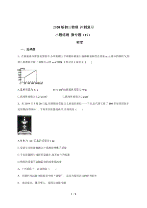 （19）質(zhì)量與密度 — 九年級中考物理沖刺復(fù)習(xí)小題練透專題檢測