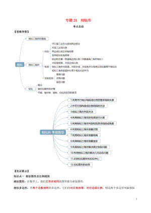 2020年中考數(shù)學(xué)一輪復(fù)習(xí) 基礎(chǔ)考點(diǎn)及題型 專題24 相似形（含解析）