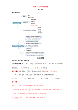 2020年中考數(shù)學(xué)一輪復(fù)習(xí) 基礎(chǔ)考點(diǎn)及題型 專(zhuān)題14 反比例函數(shù)（含解析）