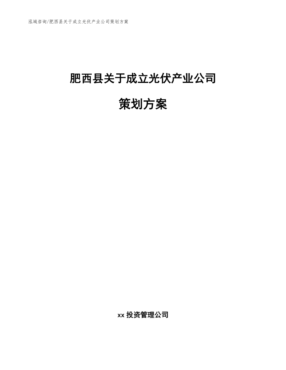 肥西县关于成立光伏产业公司策划方案【范文】_第1页