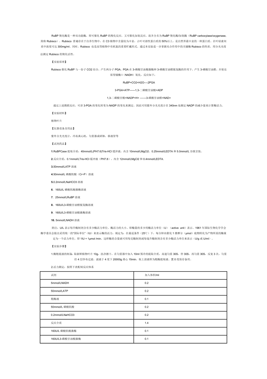 rubp羧化酶活性测定方法_第1页