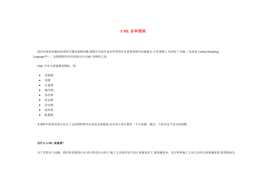 UML各種圖例齊全—用例圖類圖狀態(tài)圖包圖協(xié)作圖順序圖詳細(xì)說(shuō)明畫(huà)法和功能_第1頁(yè)