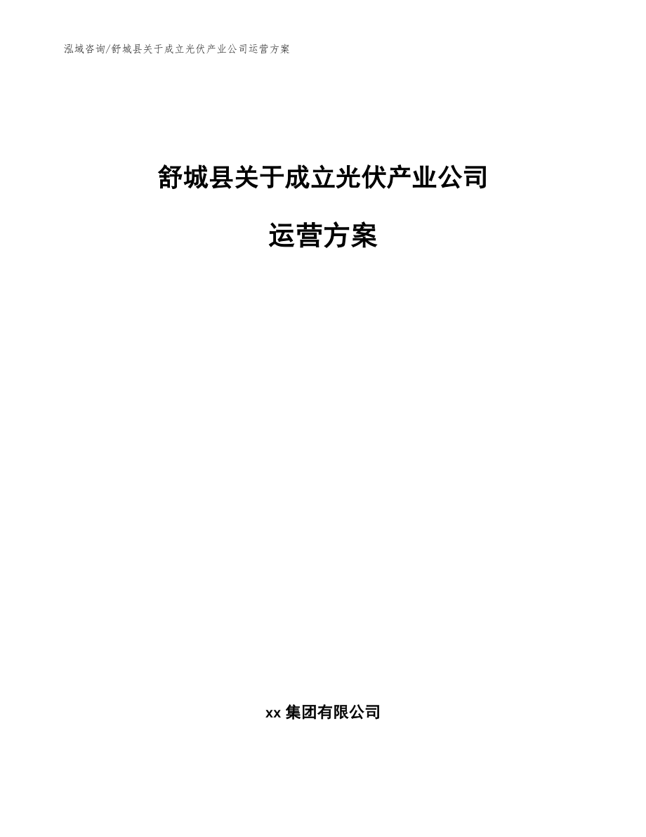 舒城县关于成立光伏产业公司运营方案（模板）_第1页