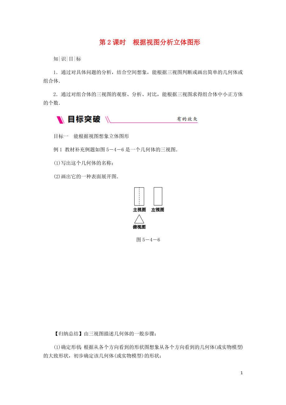 2018年秋七年級數(shù)學(xué)上冊 第5章 走進(jìn)圖形世界 5.4 主視圖、左視圖、俯視圖 5.4.2 根據(jù)視圖分析立體圖形練習(xí) （新版）蘇科版_第1頁