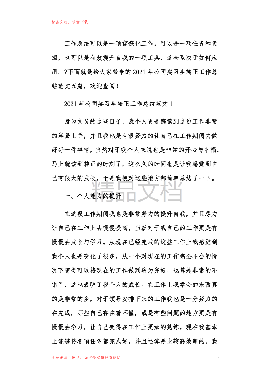 公司实习生转正工作总结范文_第1页