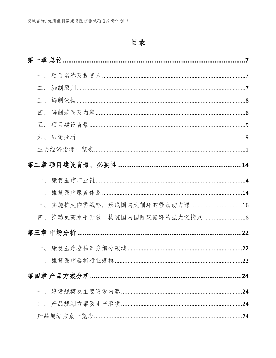 杭州磁刺激康复医疗器械项目投资计划书_第1页