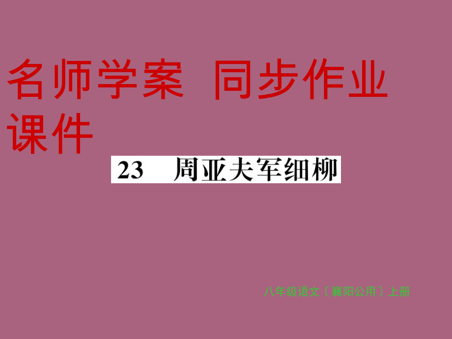 八年级语文上册人教版襄阳专版习题23周亚夫军细柳ppt课件_第1页