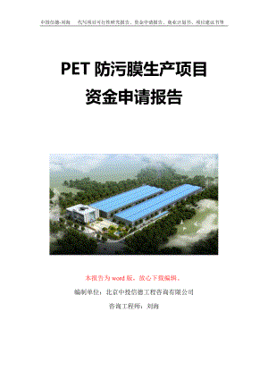 PET防污膜生产项目资金申请报告写作模板定制