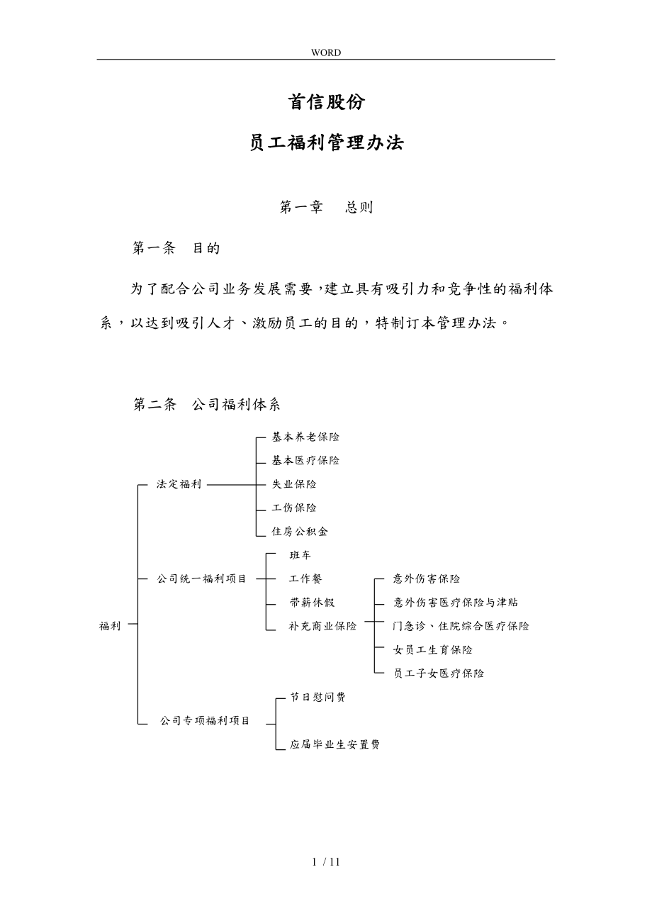 某公司员工福利管理办法_第1页