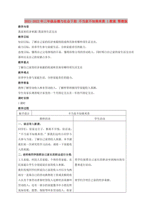 2021-2022年三年級(jí)品德與社會(huì)下冊(cè) 不當(dāng)家不知柴米貴 1教案 鄂教版