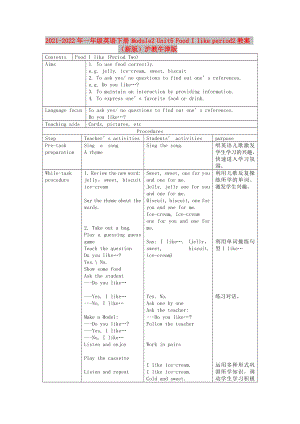 2021-2022年一年級(jí)英語(yǔ)下冊(cè) Module2 Unit5 Food I like period2教案 （新版）滬教牛津版