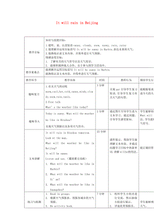 2022春六年級英語下冊 Module 2 Unit 2《It will rain in Beijing》教案 （新版）外研版