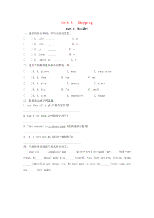 2022年四年級(jí)英語(yǔ)下冊(cè) Unit 6 Shopping Part B（第3課時(shí)）練習(xí)題 人教PEP版