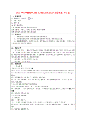 2022年六年級科學上冊 生物的啟示互聯(lián)網(wǎng)搜索教案 青島版