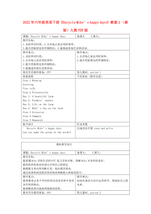 2022年六年級(jí)英語下冊(cè)《Recycle Mike’s happy days》教案2 （新版）人教PEP版