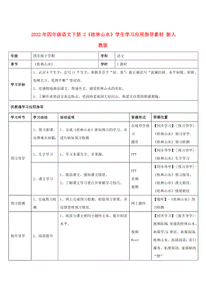 2022年四年級(jí)語(yǔ)文下冊(cè) 2《桂林山水》學(xué)生學(xué)習(xí)應(yīng)用指導(dǎo)素材 新人教版