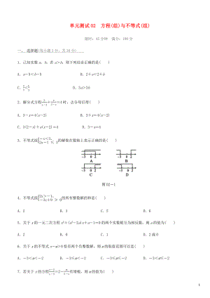 福建省2019年中考數(shù)學(xué)總復(fù)習(xí) 第二單元 方程（組）與不等式（組）單元測(cè)試練習(xí)