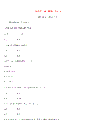 內(nèi)蒙古包頭市2019年中考數(shù)學總復習 選擇題、填空題限時練03