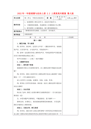 2022年一年級道德與法治上冊 2.2 上課真高興教案 魯人版