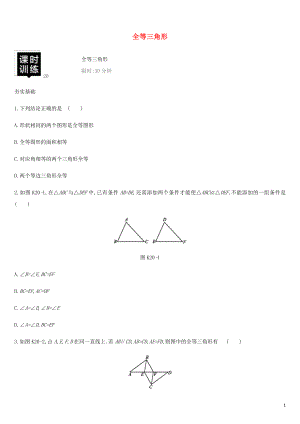 湖南省2019年中考數(shù)學(xué)總復(fù)習(xí) 第四單元 三角形 課時訓(xùn)練20 全等三角形練習(xí)