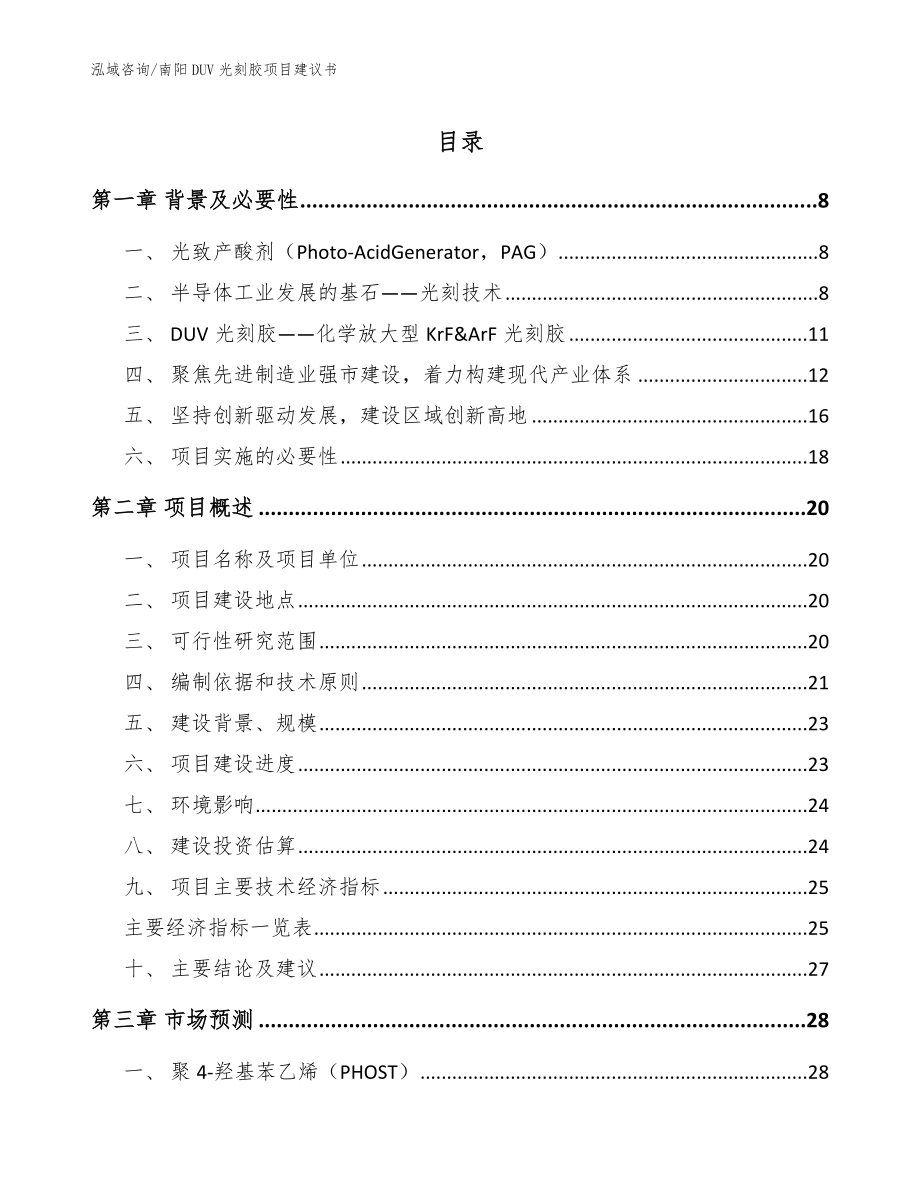 南阳DUV光刻胶项目建议书【模板参考】_第1页