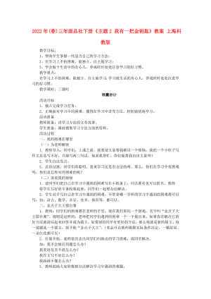 2022年(春)三年級品社下冊《主題2 我有一把金鑰匙》教案 上?？平贪? title=