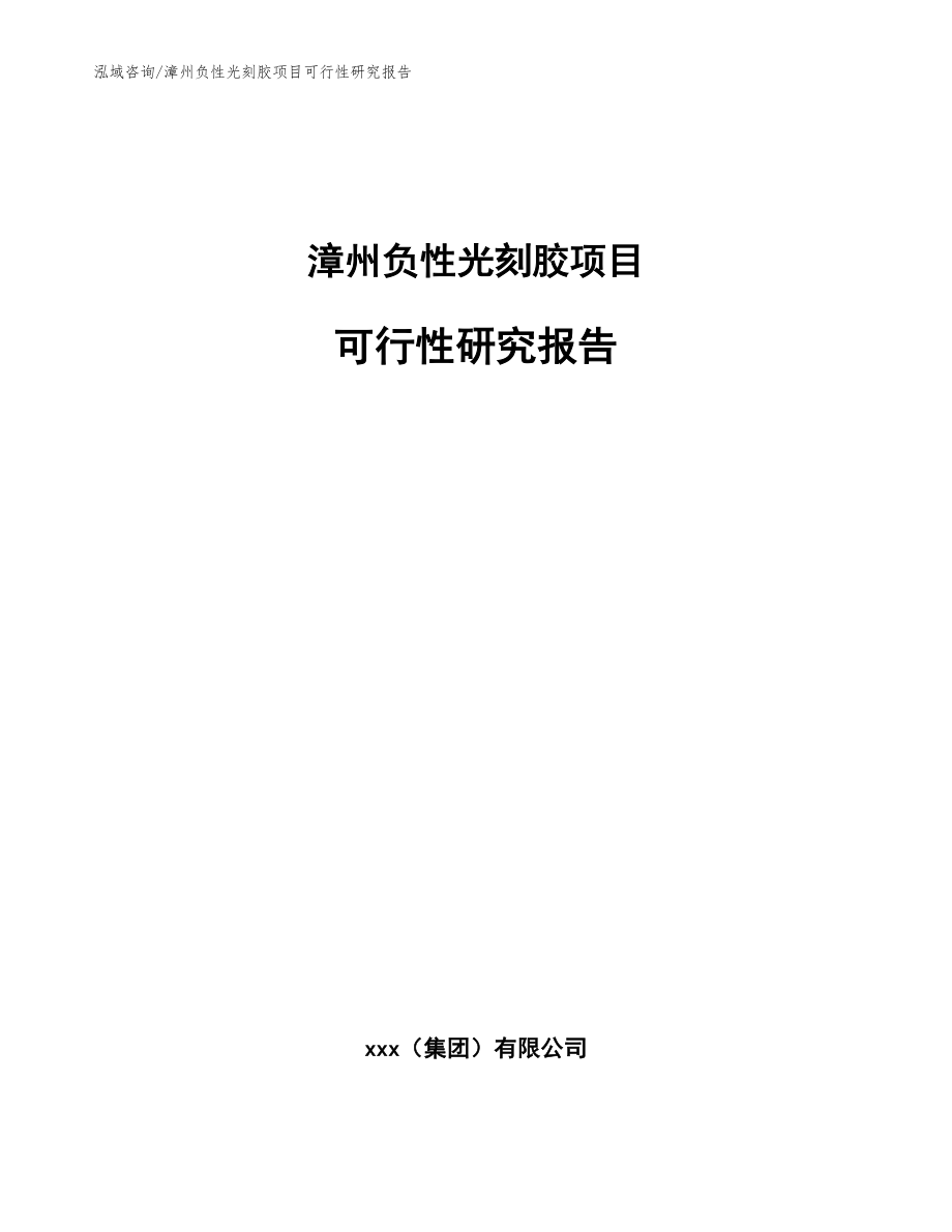 漳州负性光刻胶项目可行性研究报告模板范文_第1页