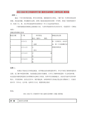 2021-2022年三年級科學(xué)下冊 蠶的生命周期 1教學(xué)反思 教科版