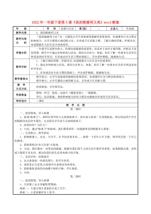 2022年一年級(jí)下冊(cè)第5課《我的眼睛明又亮》word教案