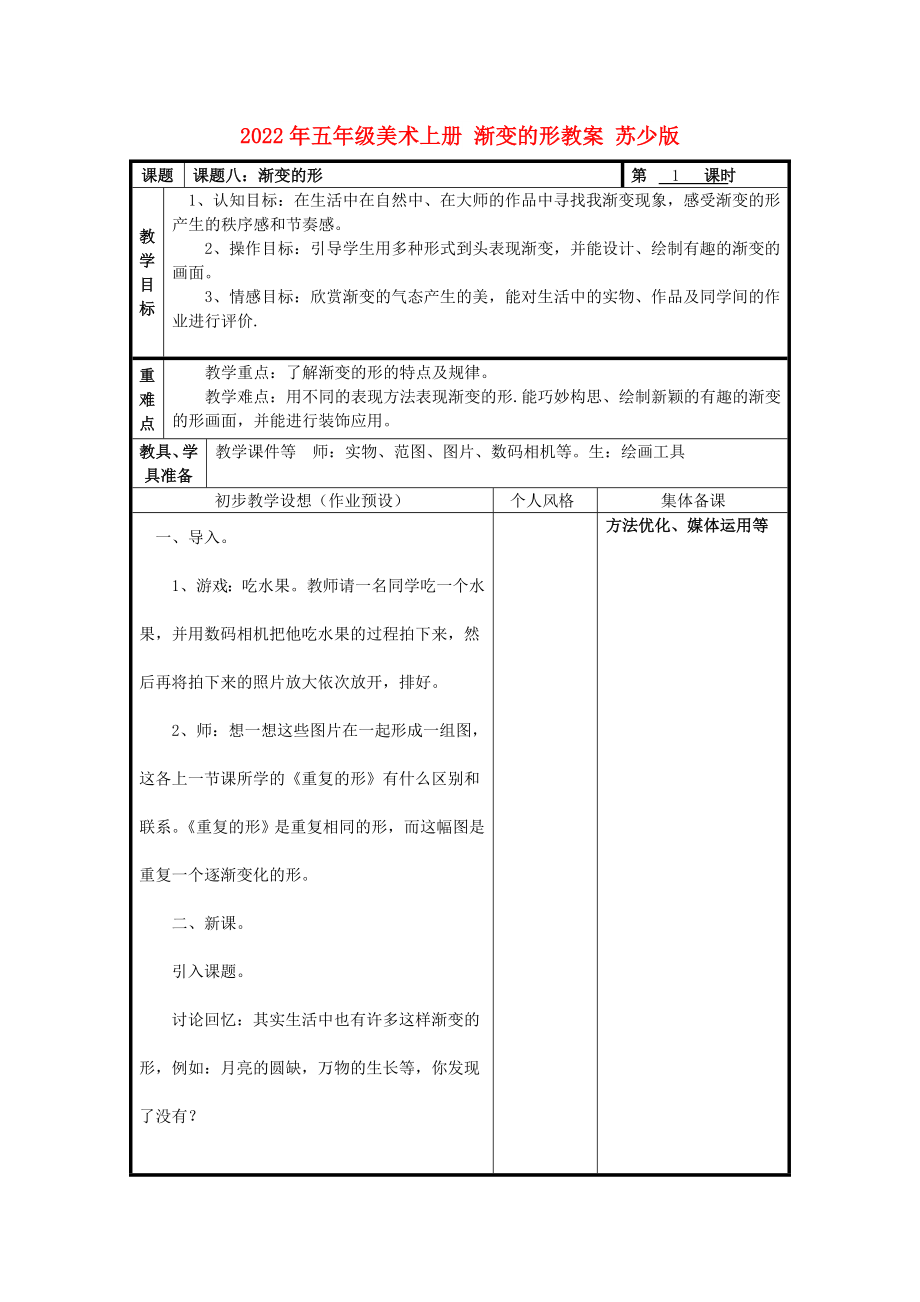 2022年五年級美術(shù)上冊 漸變的形教案 蘇少版_第1頁