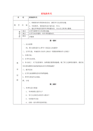 一年級品德與生活上冊 好玩的冬天教案1 北師大版