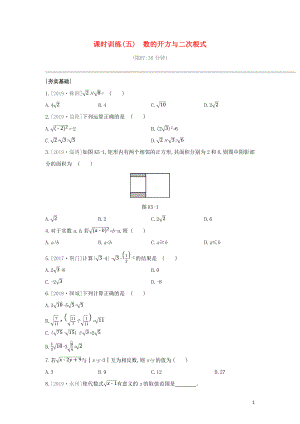 （湖南專版）2020年中考數(shù)學(xué)復(fù)習(xí) 第一單元 數(shù)與式 課時(shí)訓(xùn)練05 數(shù)的開(kāi)方與二次根式