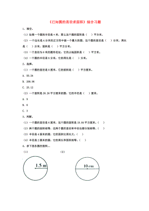 2022六年級(jí)數(shù)學(xué)上冊 第4單元《圓的周長和面積》（已知圓的直徑求面積）綜合習(xí)題2（新版）冀教版