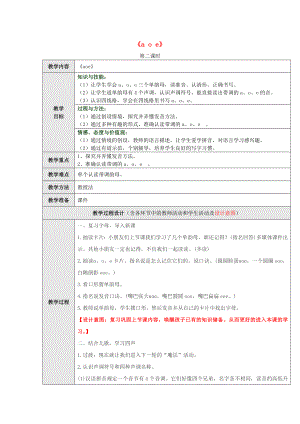 一年級語文上冊 漢語拼音1《a o e》（第2課時）教學設計 新人教版