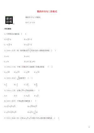 湖南省2019年中考數(shù)學(xué)總復(fù)習(xí) 第一單元 數(shù)與式 課時(shí)訓(xùn)練05 數(shù)的開方與二次根式練習(xí)