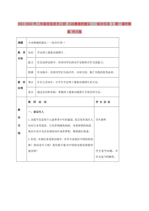 2021-2022年二年級信息技術(shù)上冊 小動漫謎的建議——綜合任務 1 第一課時教案 河大版