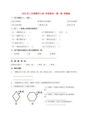 2022年二年級數(shù)學(xué)上冊 米和厘米一課一練 蘇教版