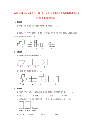 2022年(秋)六年級數(shù)學(xué)上冊 第一單元 4《從三個方向看物體的形狀》習(xí)題 魯教版五四制