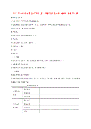 2022年六年級(jí)信息技術(shù)下冊(cè) 第一課社區(qū)信息知多少教案 華中師大版