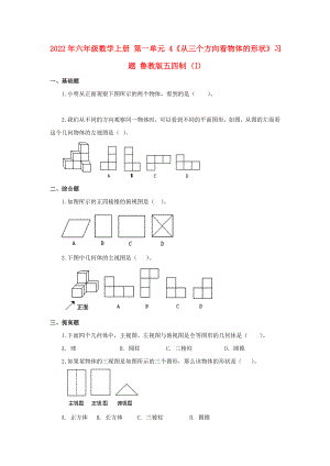 2022年六年級數(shù)學(xué)上冊 第一單元 4《從三個方向看物體的形狀》習(xí)題 魯教版五四制 (I)