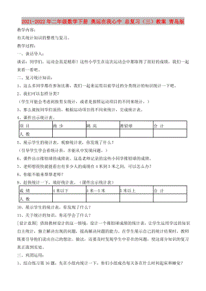 2021-2022年二年級數(shù)學(xué)下冊 奧運在我心中 總復(fù)習(xí)（三）教案 青島版