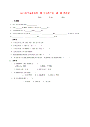 2022年五年級科學(xué)上冊 光怎樣行進(jìn)一課一練 蘇教版